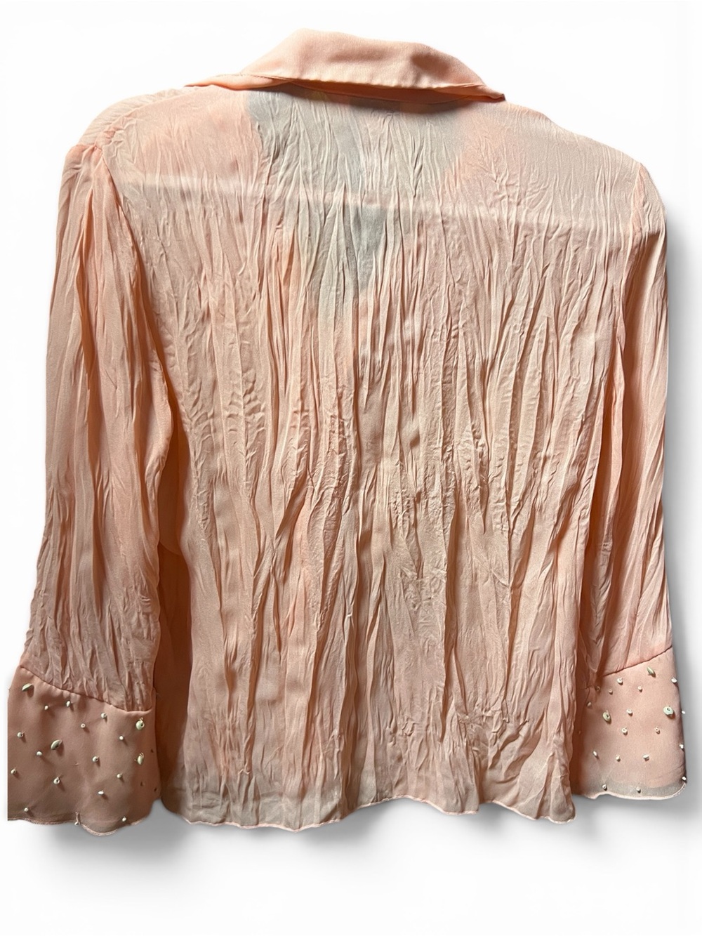 Peach Ruffle Lace-Trim Blouse - Women - Picture 3 of 3